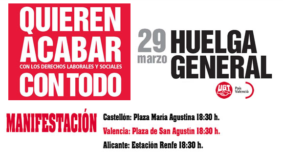 バレンシア州のデモ行進の予定
